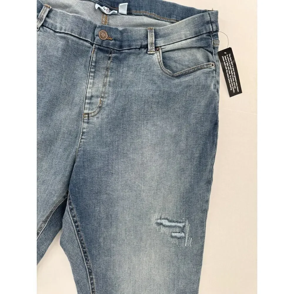 D & Co Pull On Denim Jeans Sz 24WP Plus Size 36/27 Distressed Stretch NWT - Picture 3 of 16